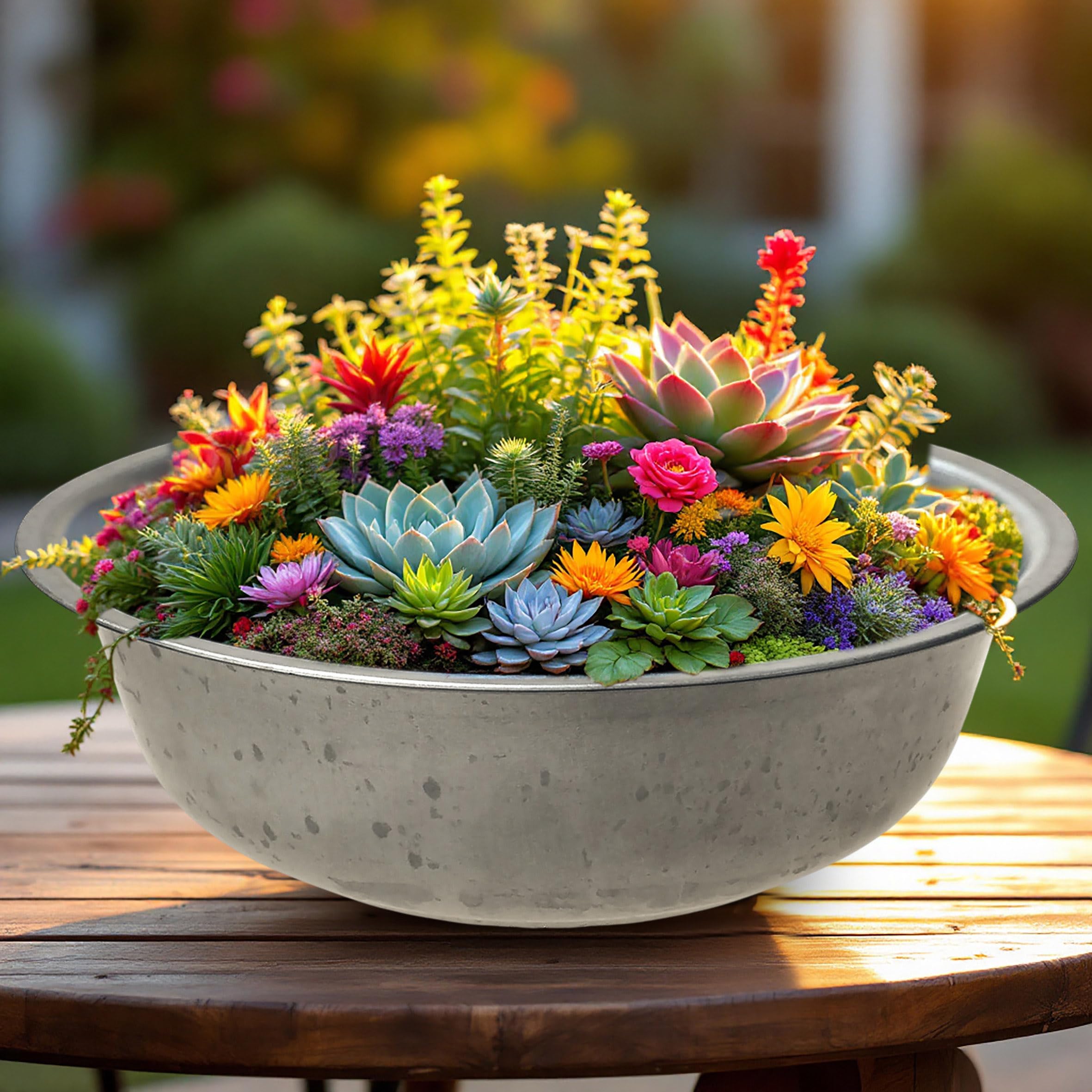 KOTARBAU® Zink Bak Voor Tuin - 27 Liter Rond Verzinkt Staal Bloempot, Drankenkoeler, Verzinkte Kuip, Champagnekoeler, Metalen Kom, Plantenschaal KOTARBAU® Zink Bak Voor Tuin - 27 Liter Rond Verzinkt Staal Bloempot, Drankenkoeler, Verzinkte Kuip, Champagnekoeler, Metalen Kom, Plantenschaal