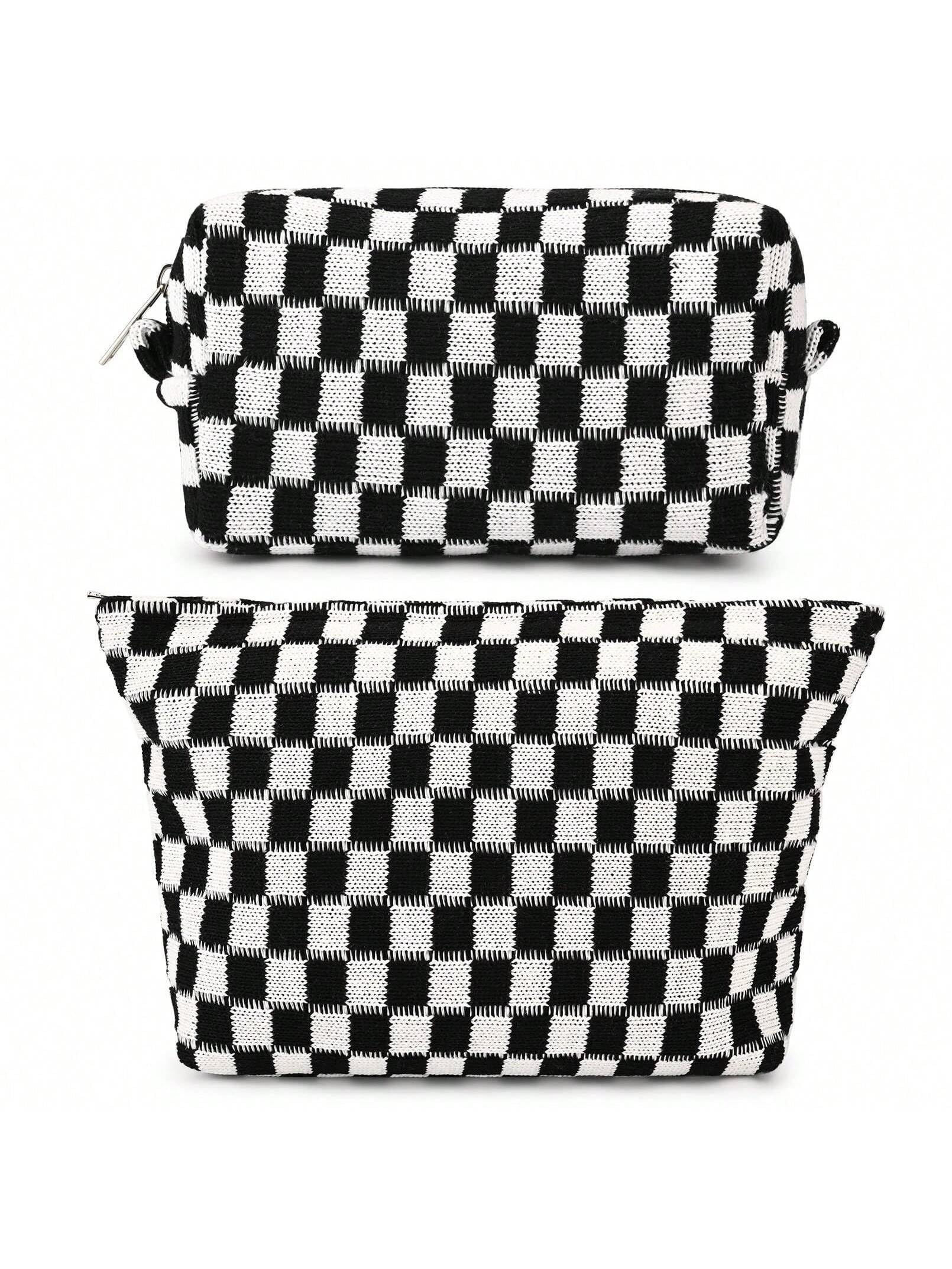 Schminktasche, Geburtstagsgeschenke für Frauen, große, karierte Reise-Schminktasche mit kleinem Fassungsvermögen, 2er-Pack Kosmetiktaschen, tragbare Kulturtasche für Mutter, Schwester, Freunde Mädchen