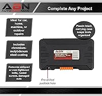 Vista 4 de ABN Juego de llaves de extractor de tuercas para extractor de pernos de impacto, 14 piezas hexagonales, para cierres redondeados oxidados y dañados