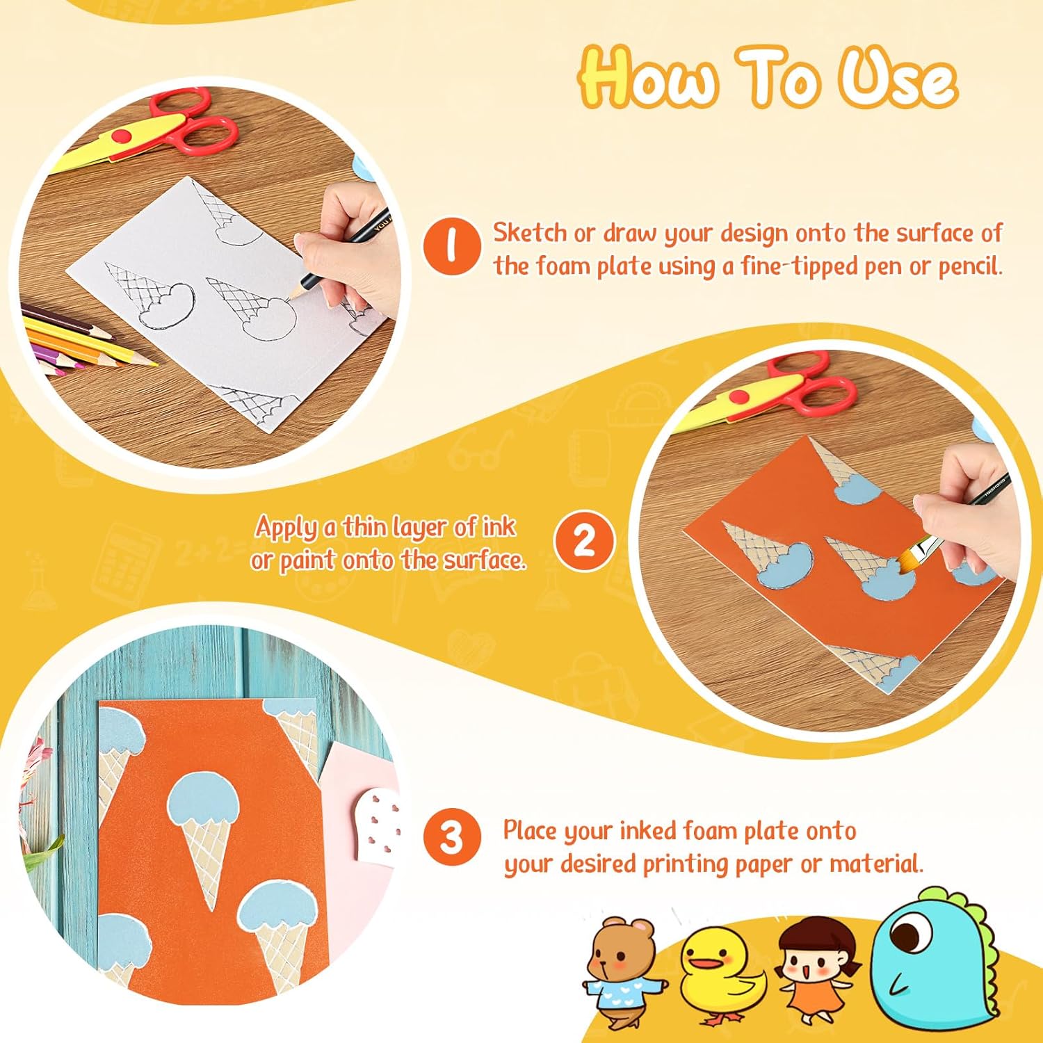 Innconee 90 Pcs Foam Printing Plates 9 x 12 Inch White Foam Sheets Crafts White Board Papers for Printing, DIY Project, Crafting, Card Making Stamp, Scrapbooking