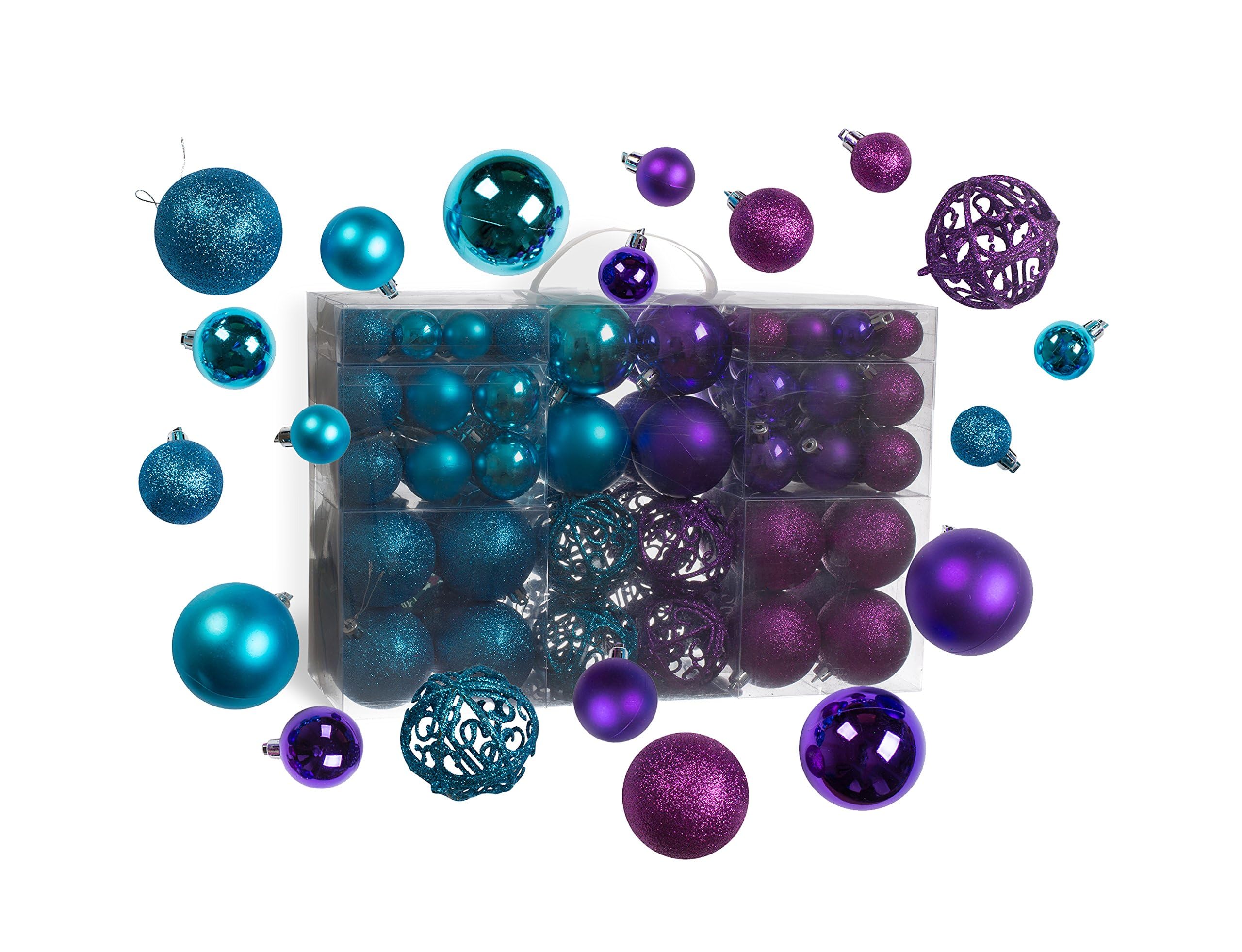 100 bolas de adorno de Navidad irrompibles para árbol de Navidad o fiestas (tamaños de 3, 4 y 6 cm)