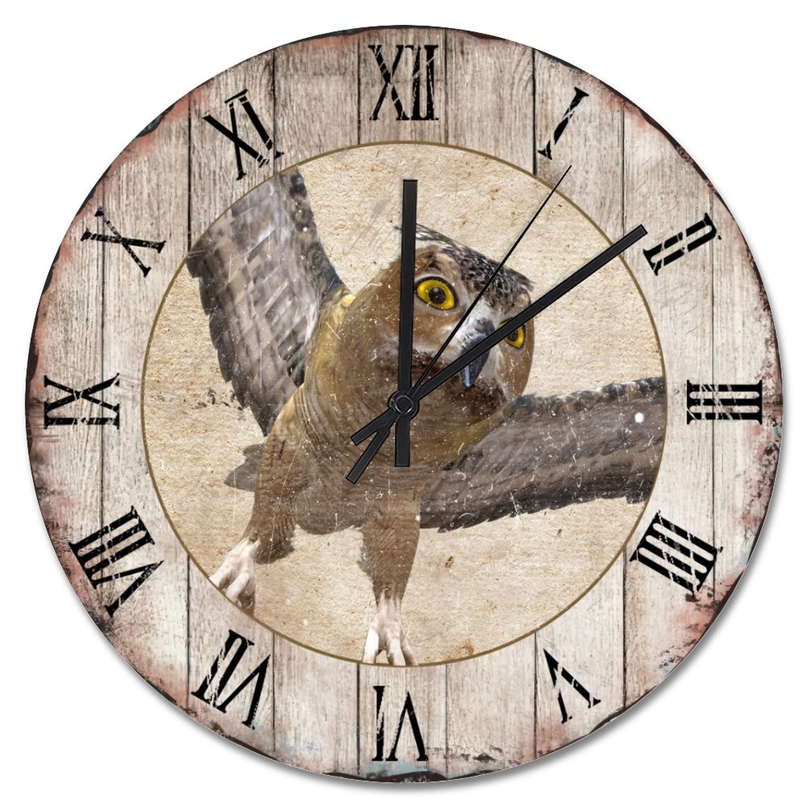 Horloge murale silencieuse sans tic-tac hibou pour retrouver le sommeil en chambre