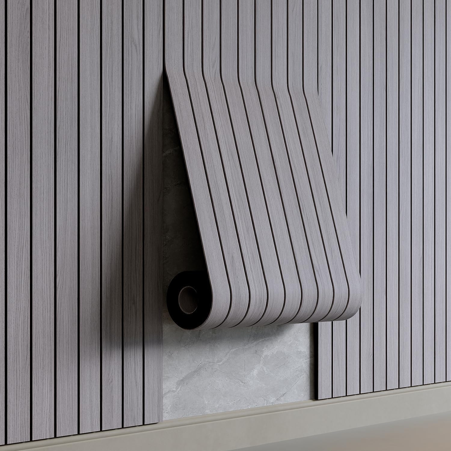 AMIGO Grey Peel and Stick Wall Panels 40x300x0.3cm 3D Self Adhesive Wall Panels Wood Effect Wallpaper for Kitchen Bathroom Living Room Bedroom.
