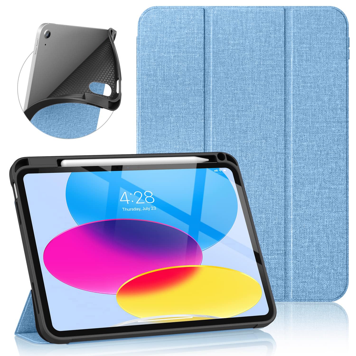 MOCA iPad 10th Generation Case 2022 with Pencil Holder (10.9-inch)- [Auto Sleep/Wake] with Soft TPU Back Cover & Slim Trifold Stand for iPad 10.9 Inch (iPad 10.9 10th Generation, Light Blue) (B0C72KVRGY) Amazon Price History, Amazon Price Tracker