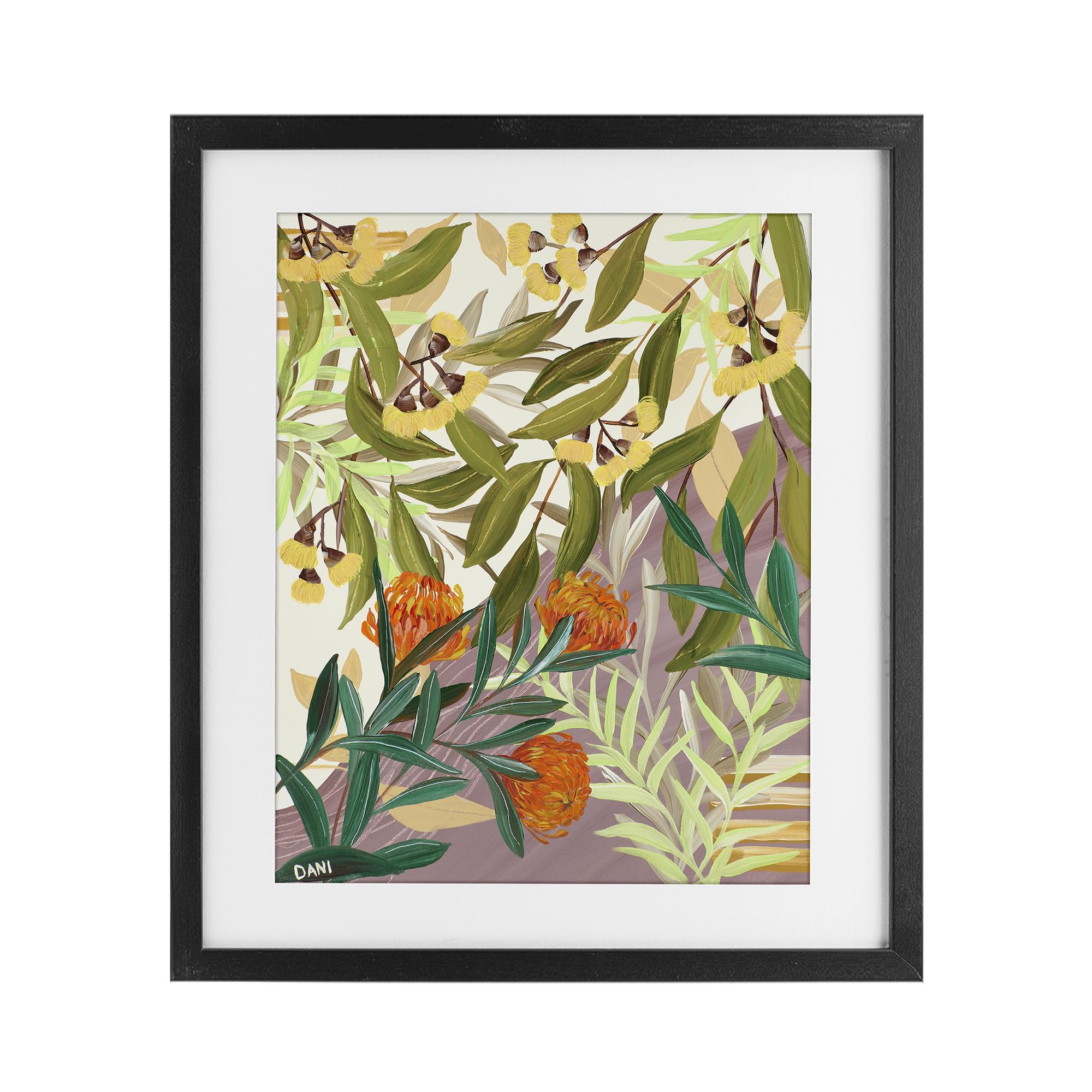 Stupell Industries 'Walk With Me Florals', Framed Print Under Glass, Black, 17 x 21 Inches, Easy to Hang and Sturdy, Made in USA, by Dani Heyward
