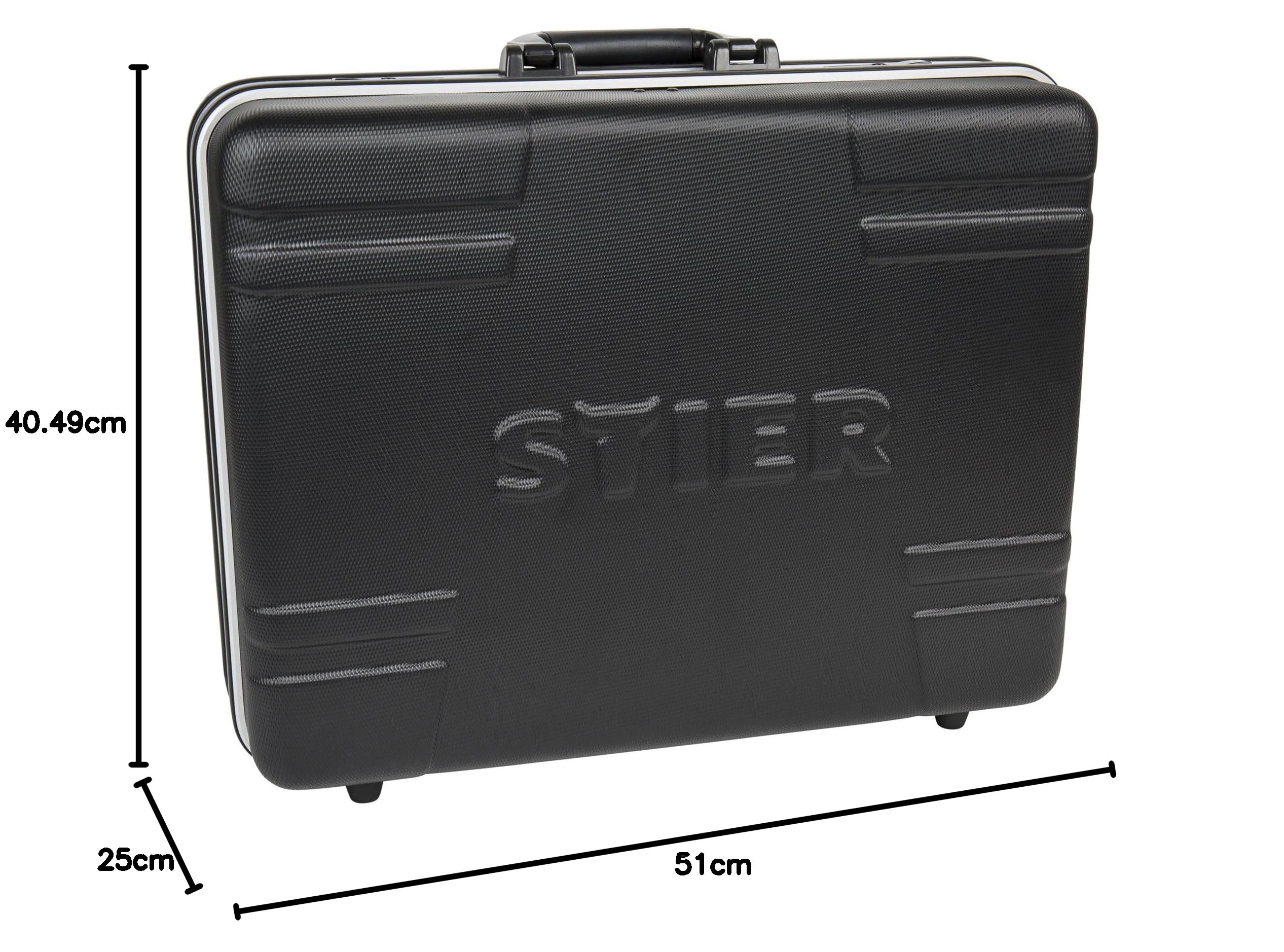 Valigetta portautensili STIER trolley vuoto, robusta valigetta trolley con plastica ABS e alluminio, Toolbox nera con ruote incluse serrature di sicurezza, pratiche tasche per utensili