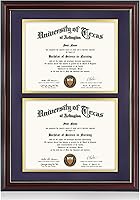 Vista 45 de GraduationMall - Marco para certificado, diploma y documentos con cristal real, aspecto de madera profesional y cuentas doradas, color caoba y blanco