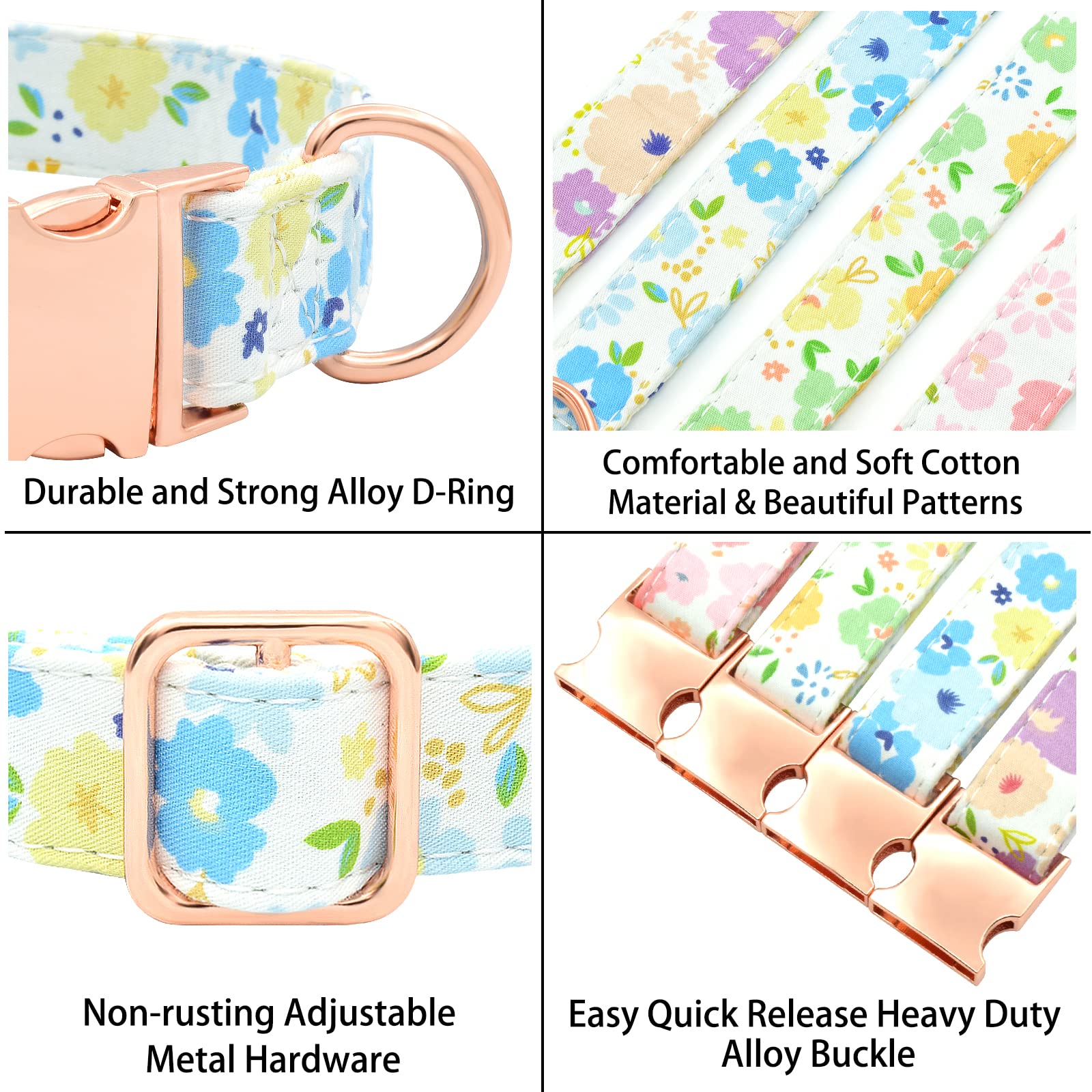 Cute Personalised Dog Collar Floral Girl Pet Winter Engraved Tag Medium Large - Foto 8