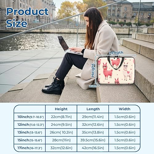 Miniatura 2 de Funda para laptop con asa de 15.6 pulgadas, impermeable, diseño de lama rosa, funda para computadora compatible con MacBook Air, Pro, HP, Dell,
