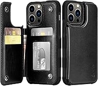 Vista 44 de Arae Funda para iPhone 13 Pro Max - Funda tipo cartera con bolsillos de cuero PU para tarjetas y tapa trasera abatible para iPhone 13 Pro Max 6.7