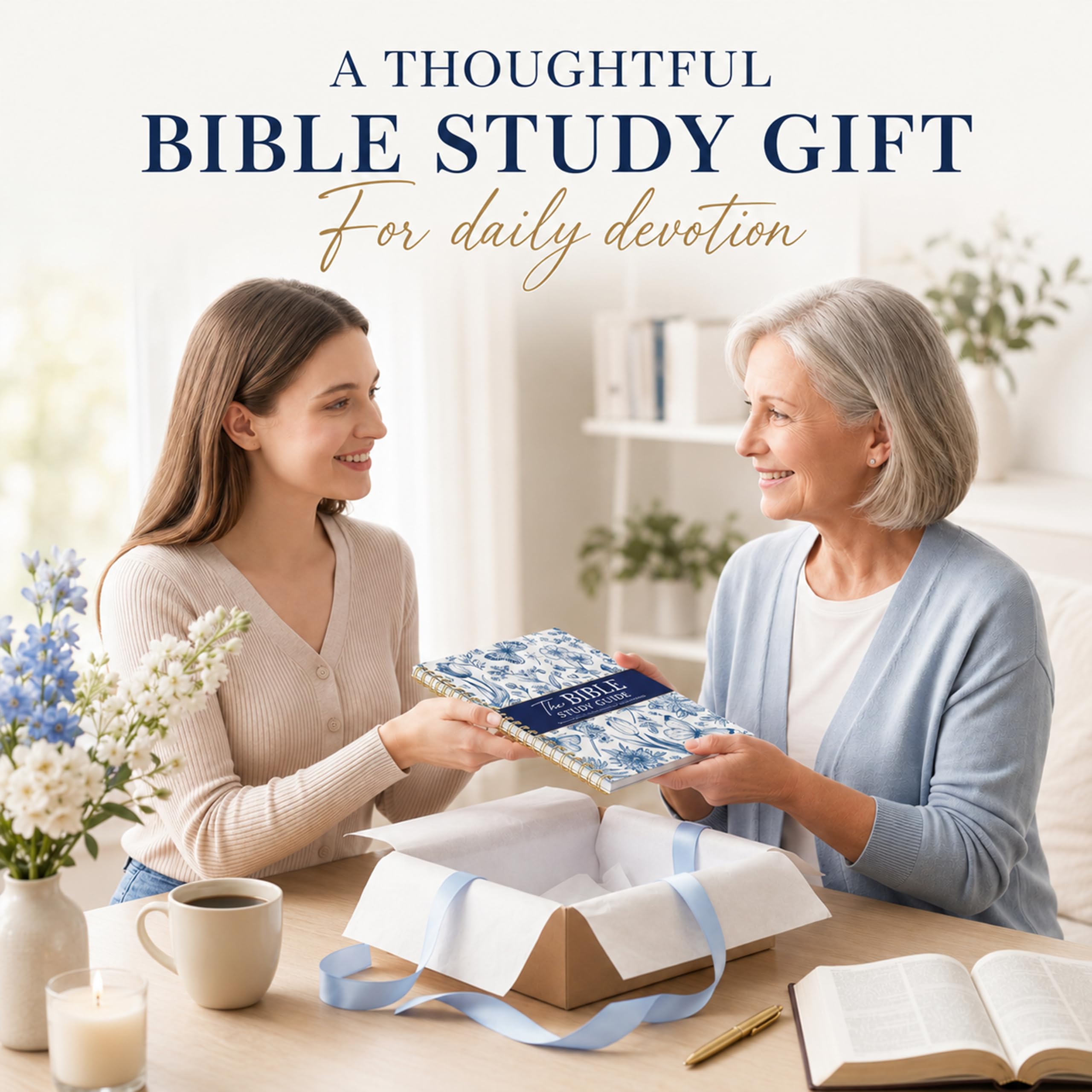 UnimaxPrint Guida allo studio della Bibbia per donne, floreale blu francese Tutti i 66 libri | Diario rilegato a spirale, 21,6 x 27,9 cm, adatto per principianti, con note di applicazione e riflessione, regali cristiani