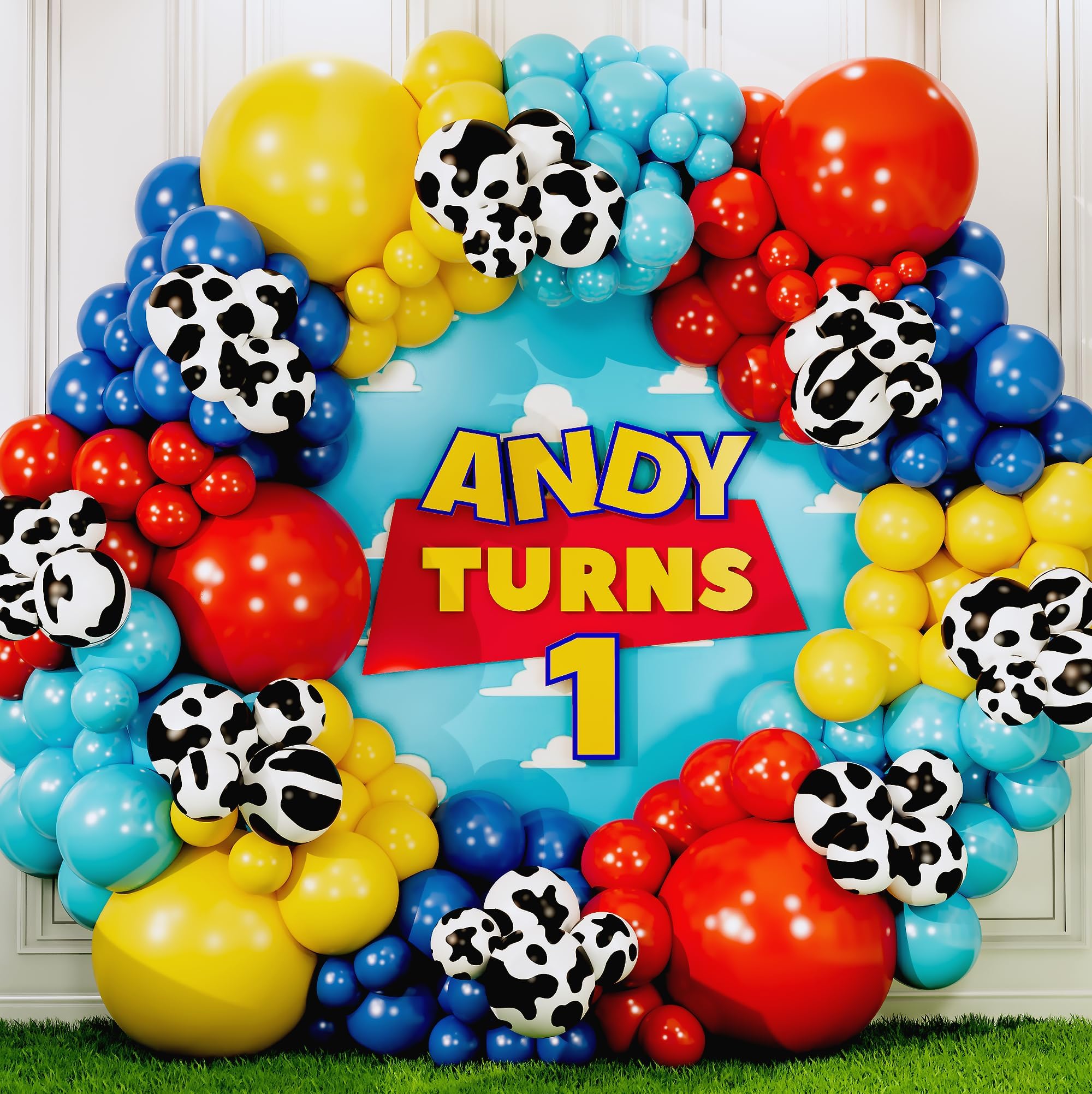 ALL-IN-1 Toy Story Balloons Garland Kit Arch for Toy Story Birthday Party  and Baby Shower Decorations Toys Story Balloons Latex with Cow Pattern