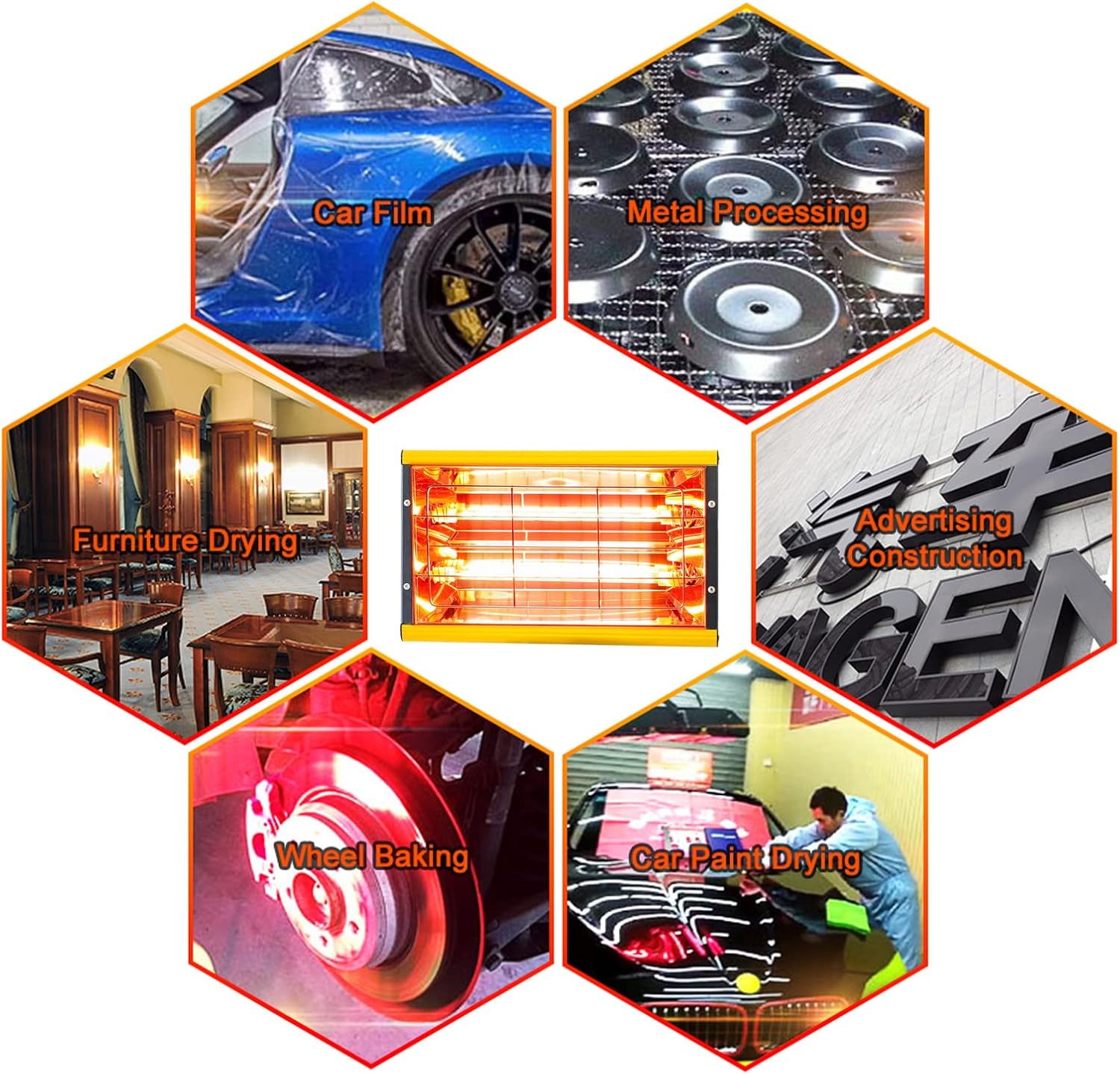DATOU BOSS Infrared Paint Lamp 2000W Short-Wave Infrared Heating Lamp for Body Repair Paint Curing System, Paint Booth Available