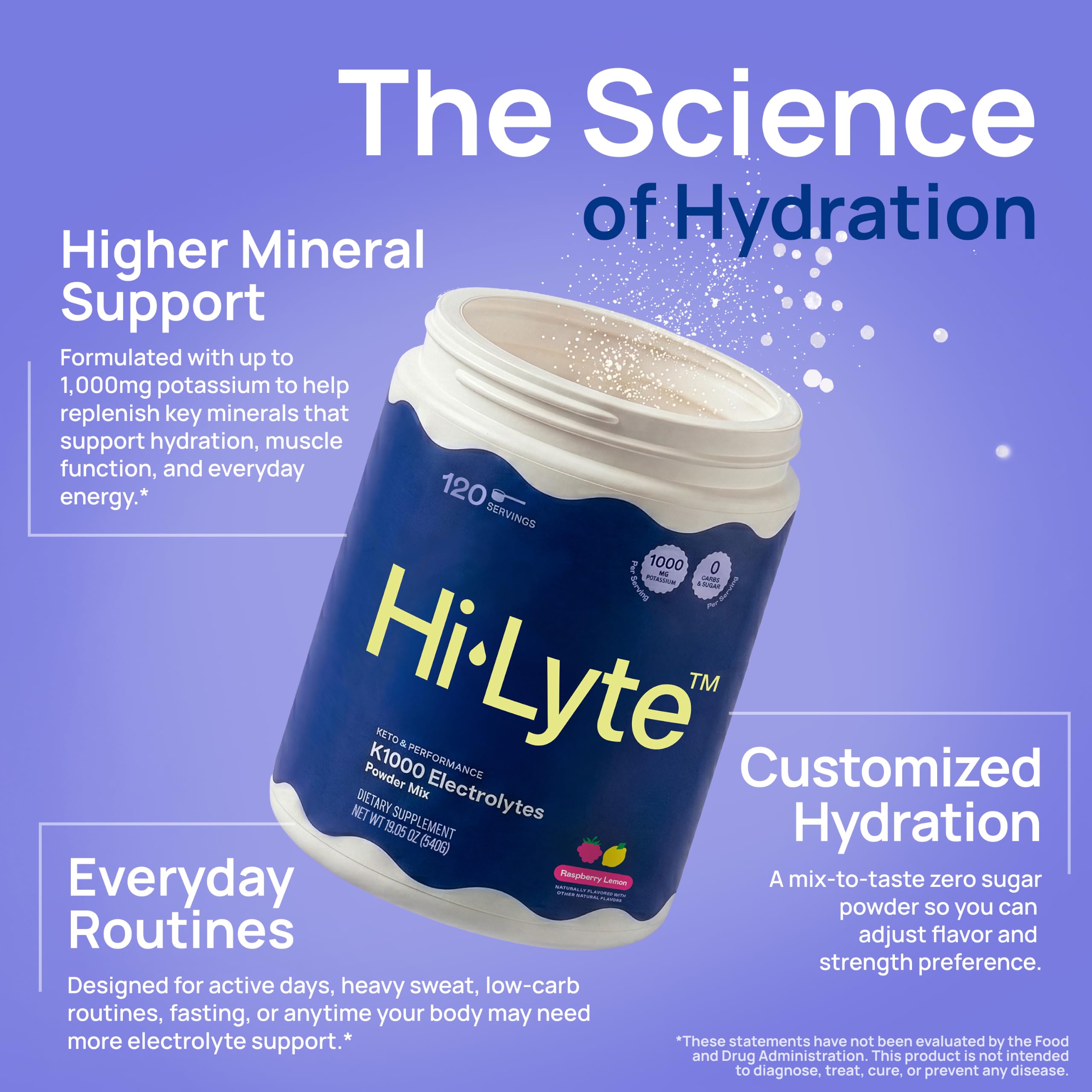 Hi-Lyte K1000 Keto Electrolyte Powder, Raspberry Lemon, 120 Servings — Amazon image 5