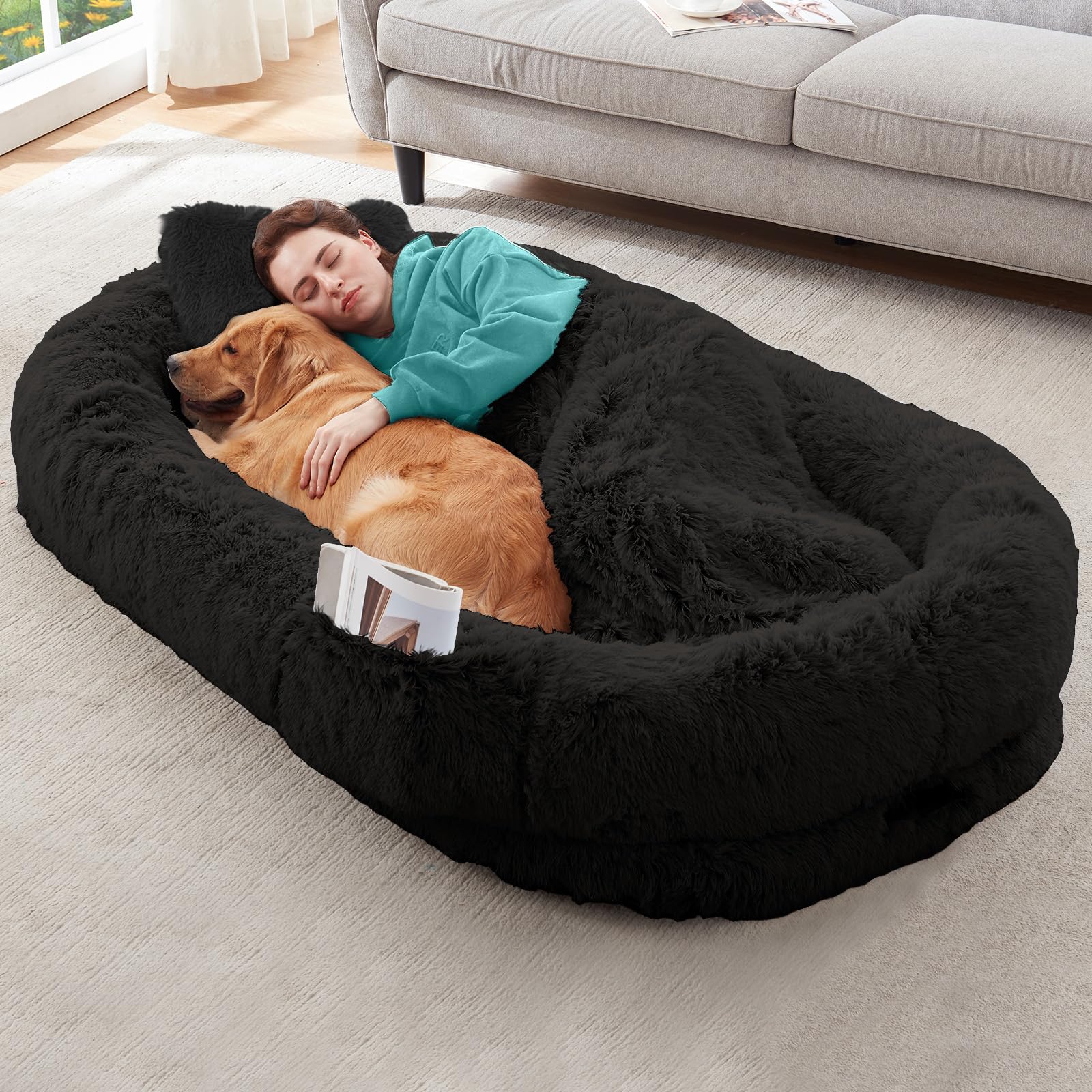 YAEM Black Human Dog Bed for Adult, Kids and Pets 71