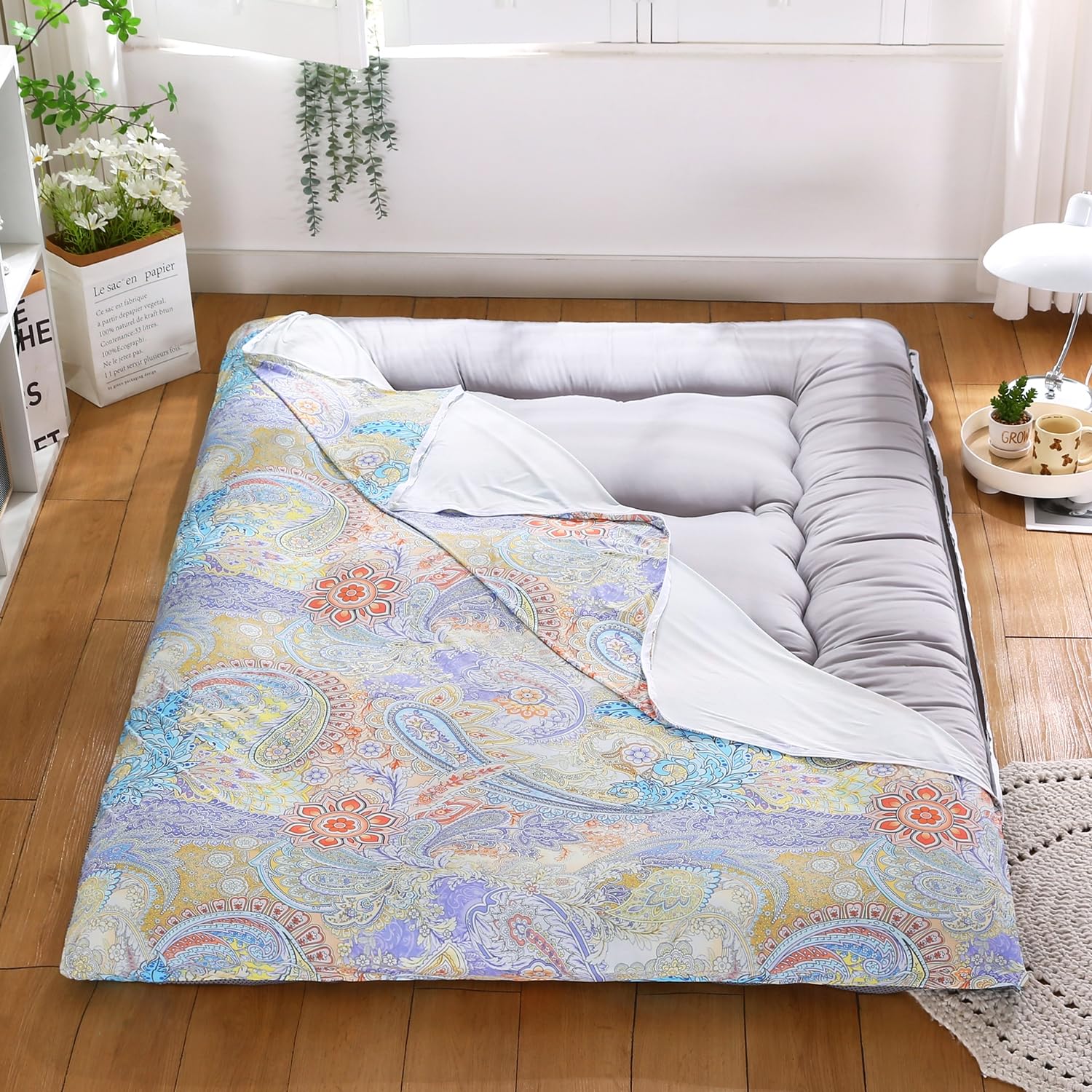B,120 * 200cm,Fundas De Futón para Colchones De Suelo De Futun De Estilo Japonés, Zapatillas Suaves Y Transpirables con Cremallera, Fundas De Polvo Lavables A Máquina, Sin Encoger
