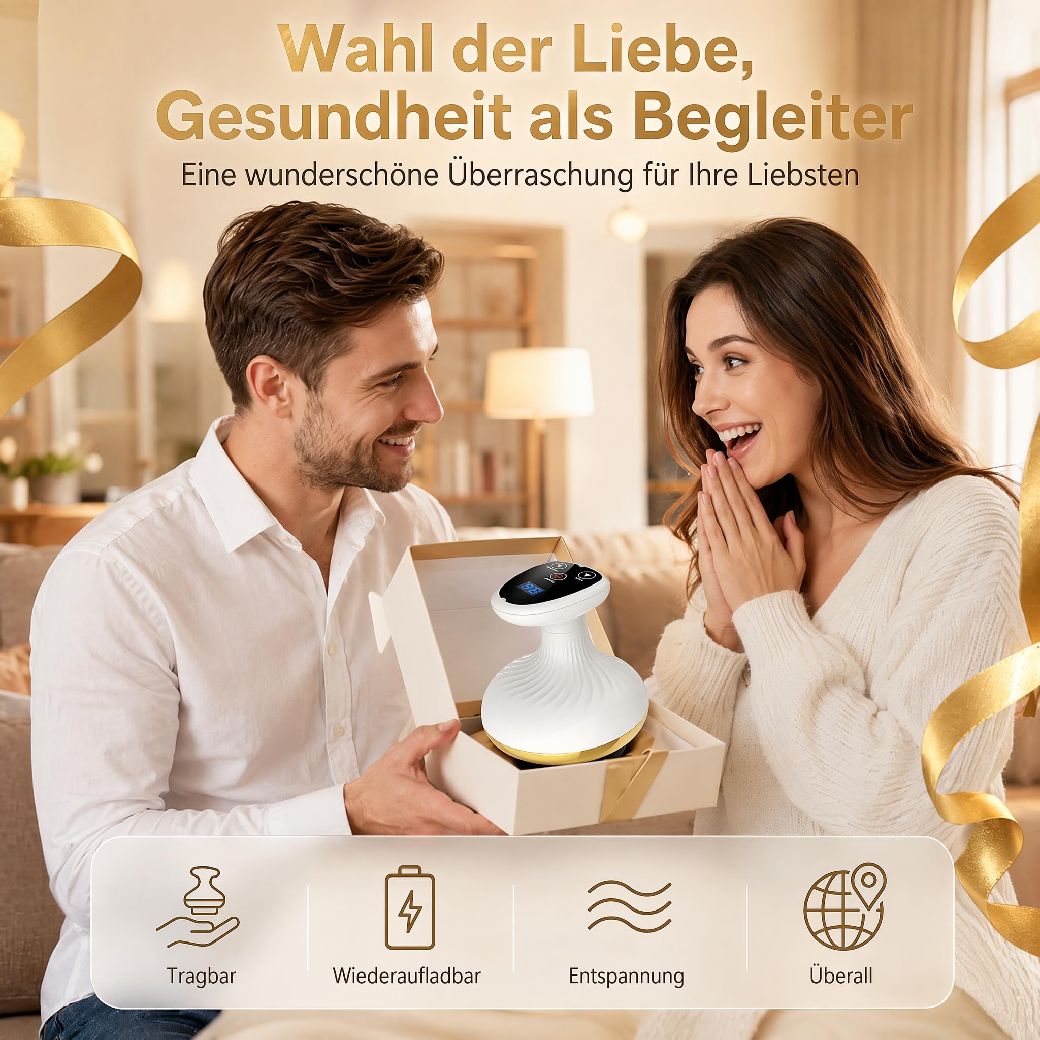 Lymphdrainage Gerät Cellulite Massagegerät, 4-in-1 Massagegerät Gegen Cellulite, Cellulite Massager mit 9 Stufen Wärmetherapie & Rot-Blau-LED, Schröpfgerät Elektrisch zur Hautstraffung &Durchblutung