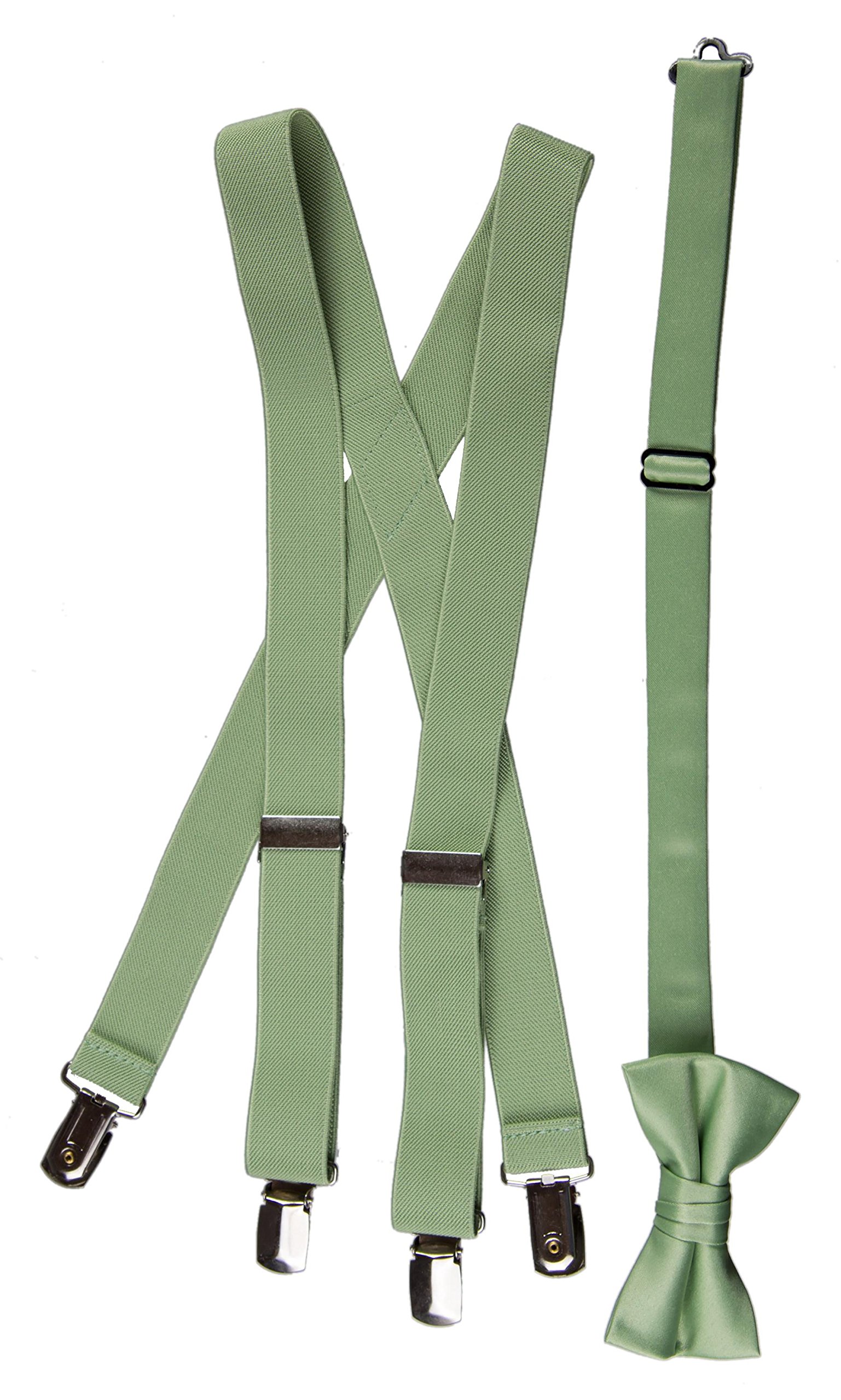 Tuxgear Mens Matching Adjustable Suspender and Bow Tie Sets in Multiple Sizes (Sage, Toddler 25