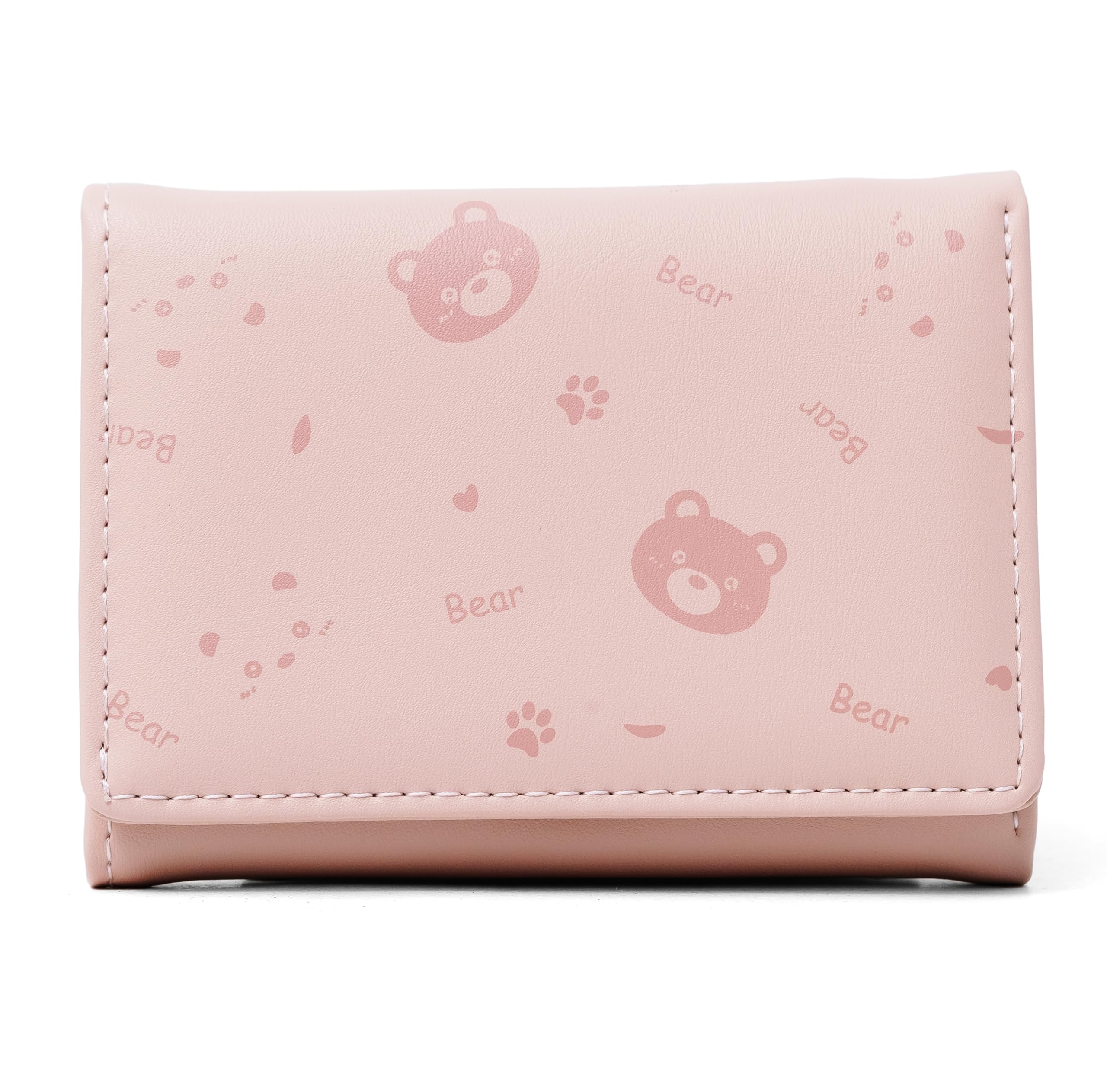 Wallets for Women, Girls - Stylish Card, Coin Holder Mini Cute Bear Pattern Purse - Small Hand Wallet (Pink)-image-37