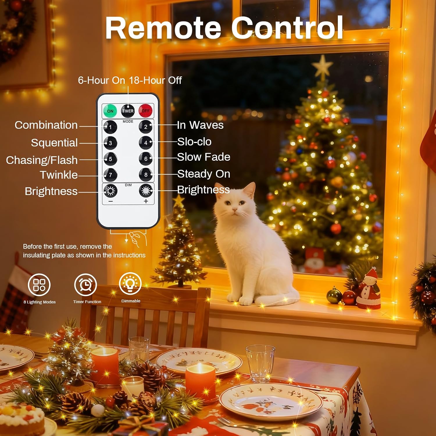 12 Pack Battery Powered Fairy Lights with Remote Control and Timer 8 Lighting Modes, 7ft 20LED Mini Lights for Mason Jars Christmas Trees Party and Weddings Indoor/Outdoor (12, Warm White)
