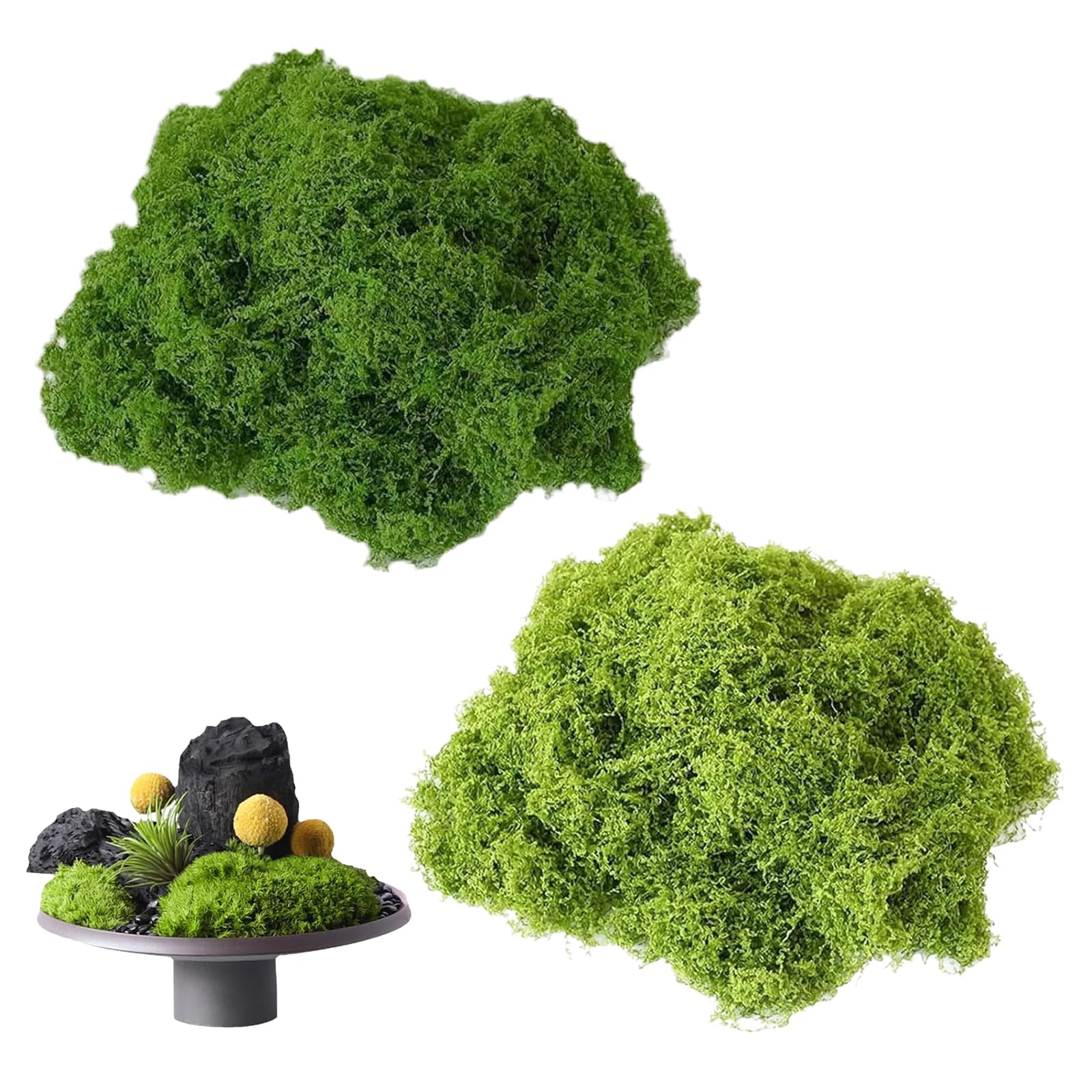 Muschio Stabilizzato Artificiale 200g - 2 Colori (Verde Chiaro E Scuro), In Nylon, Per Terrari, Modellismo, Decorazioni Fai-da-Te, Presepi, Ghirlande