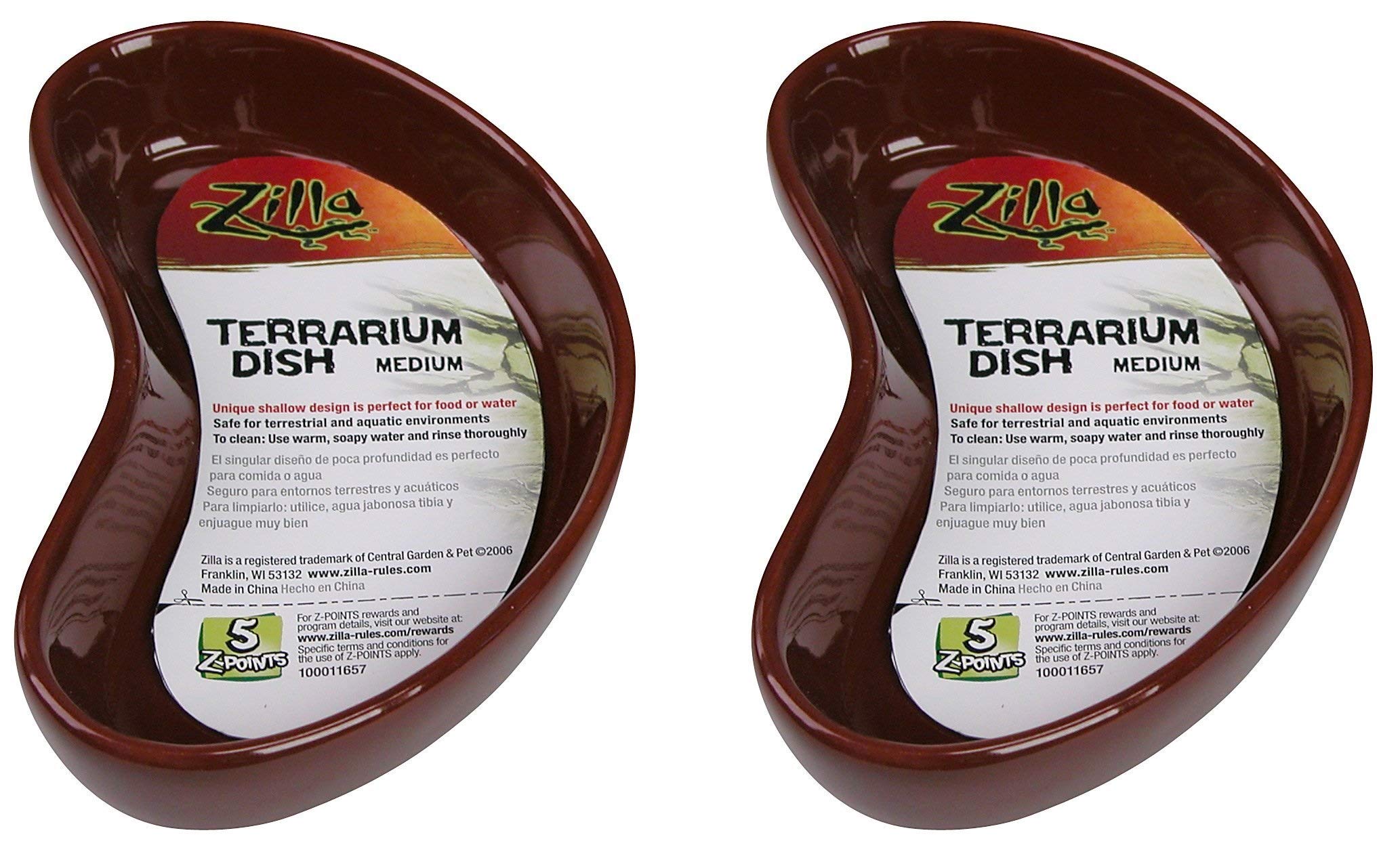 Zilla Reptile Terrarium Dishes, 2 Pack, Medium