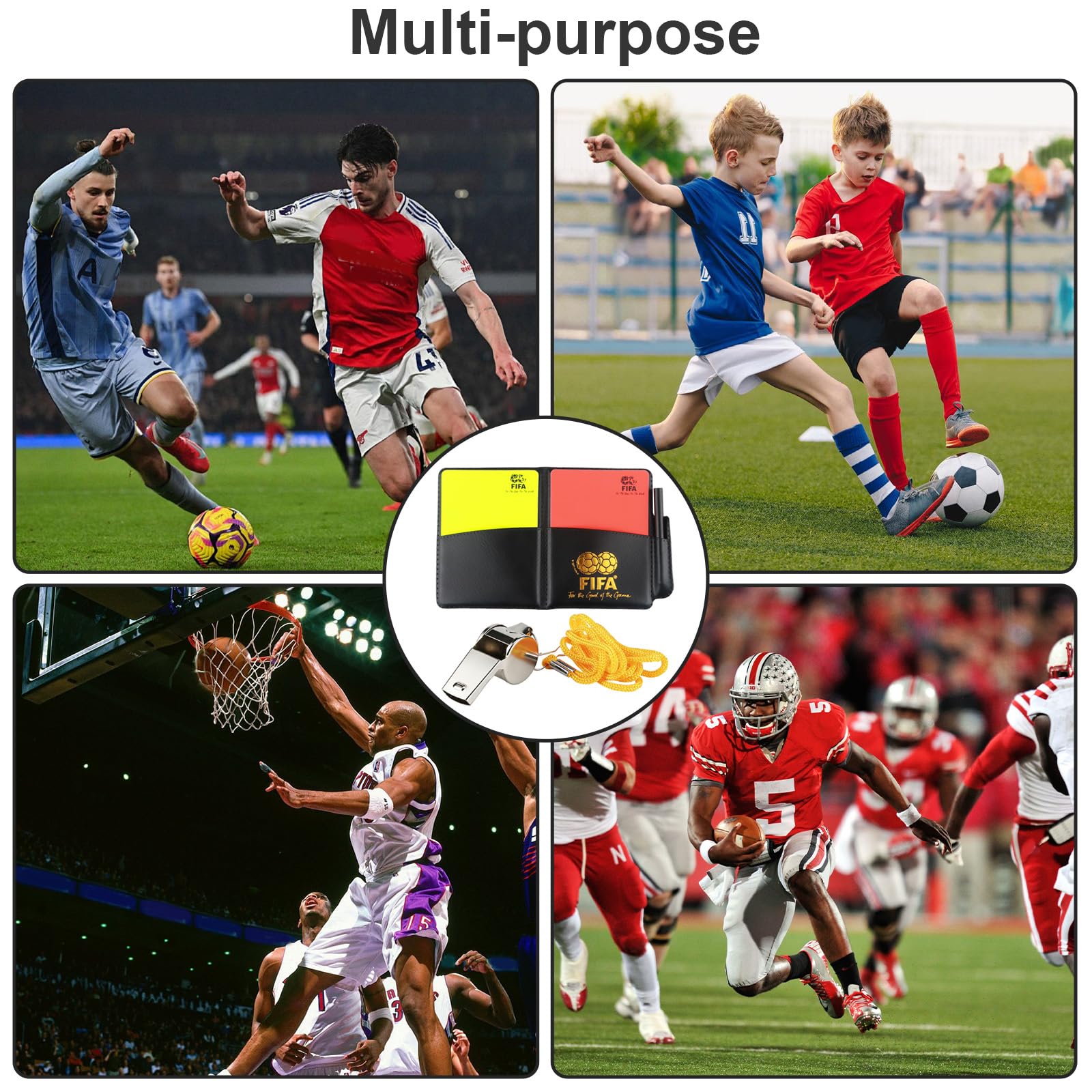 Set de árbitro de fútbol, Kit de Tarjetas Arbitro, Tarjetas Árbitro de Deportes para Deportes Escolares y Partidos de Fútbol