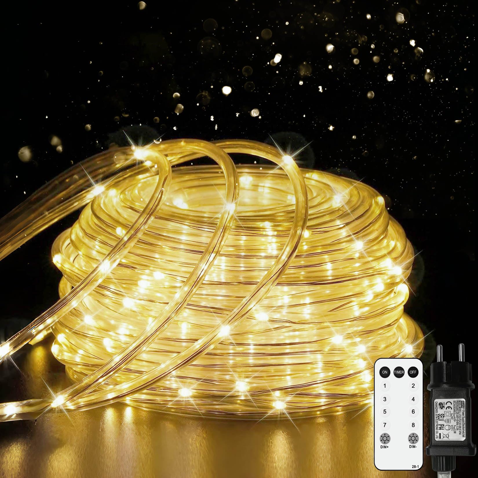 LED Tube Lumineux, 20M 200 LED Guirlande Lumineuse Tube avec Minuterie 8 Modes et Luminosité Intensité Variable Tuyau de Intérieures et Extérieures, Décoration Fête,Mariage,Noël