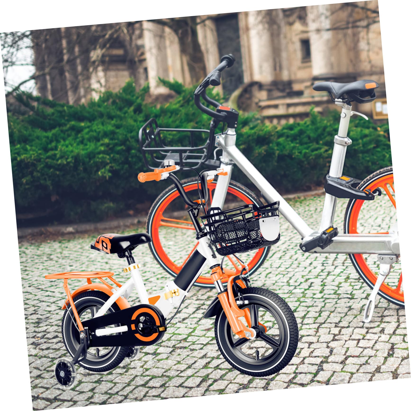 Ruote di Supporto per Bicicletta Nere per Stabilizzatori Regolabili Ruote Ausiliarie Posteriori in PU Luminescenti con Staffa in Carbonio per Bilanciamento e Sicurezza Durante