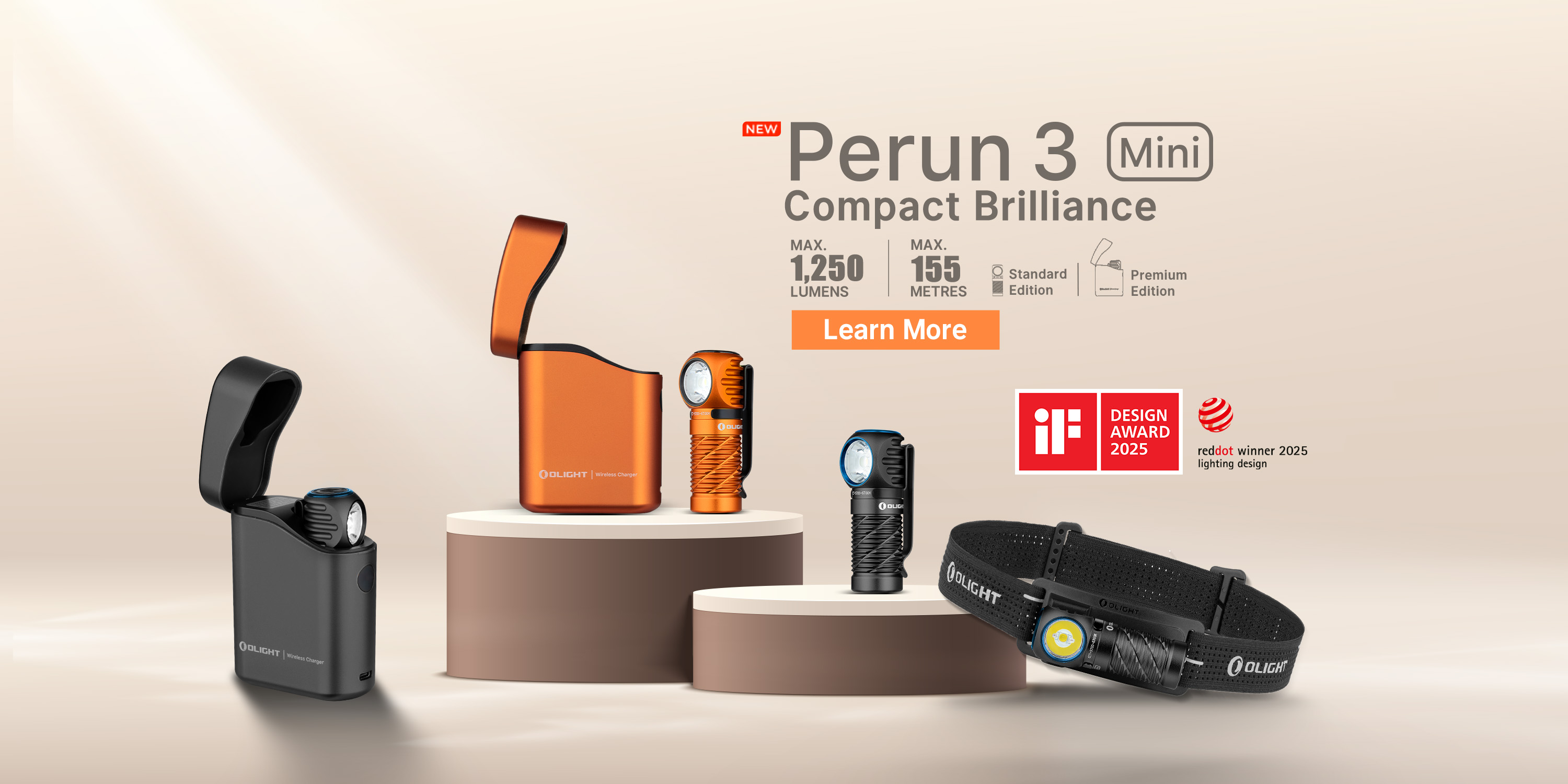 OLIGHT Perun 3 Mini Premium Edition Headlamp 1250 Lumens LED Head