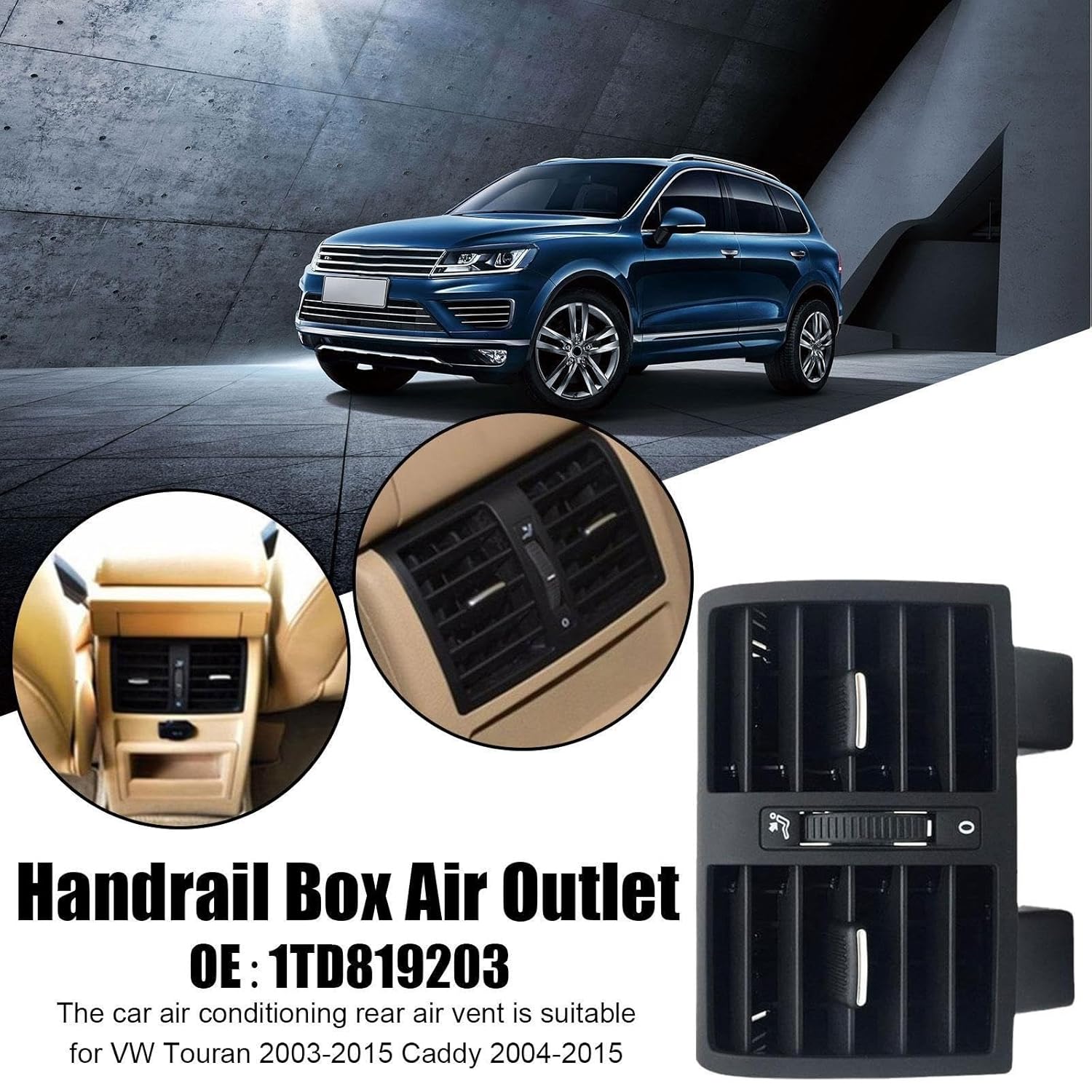 Car Rear AC Air Conditioning Outlet Vent 1TD819203A Compatible with VW Touran Caddy 2004 2005 2008 2011 2012 2013 2014 2015 C2W3