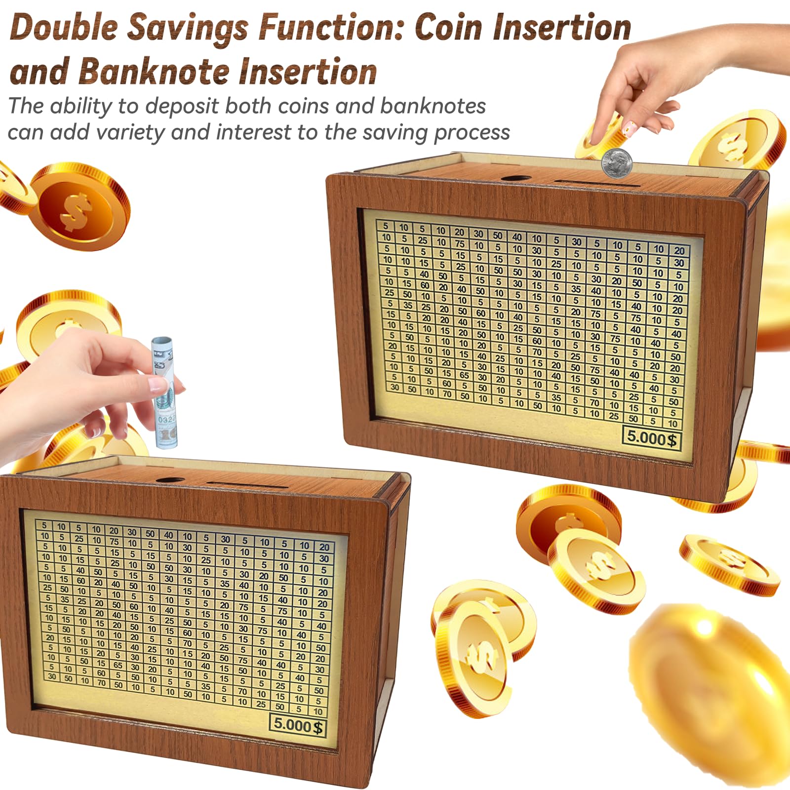 Amazon.com : Money Savings Box, Reusable Wooden Money Box, Money