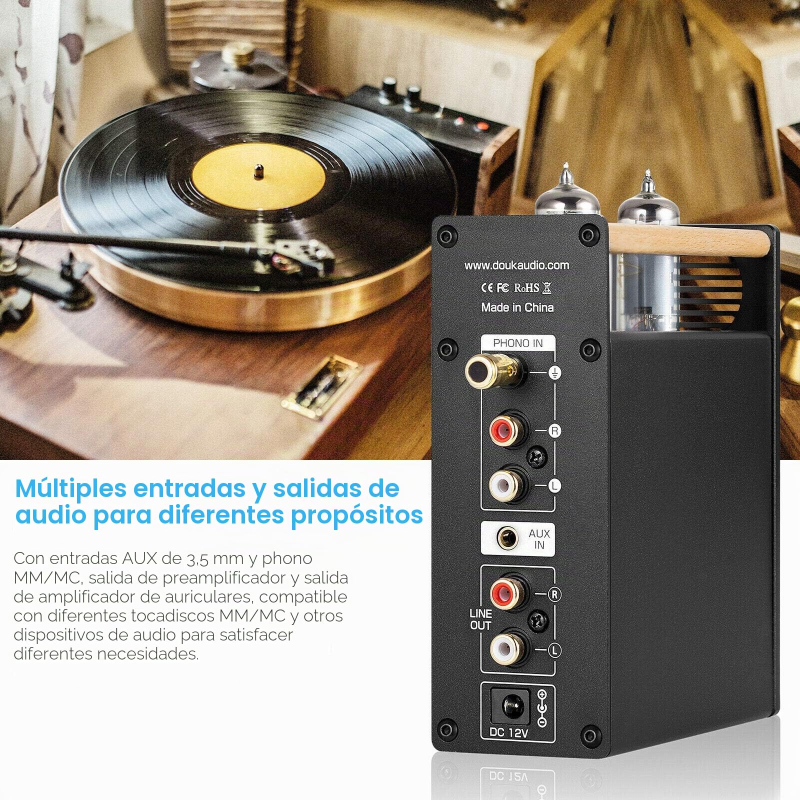 Nobsound T3 Plus Mini tubo de vacío MM/MC Phono Stage amplificador para auriculares Tube Preamp