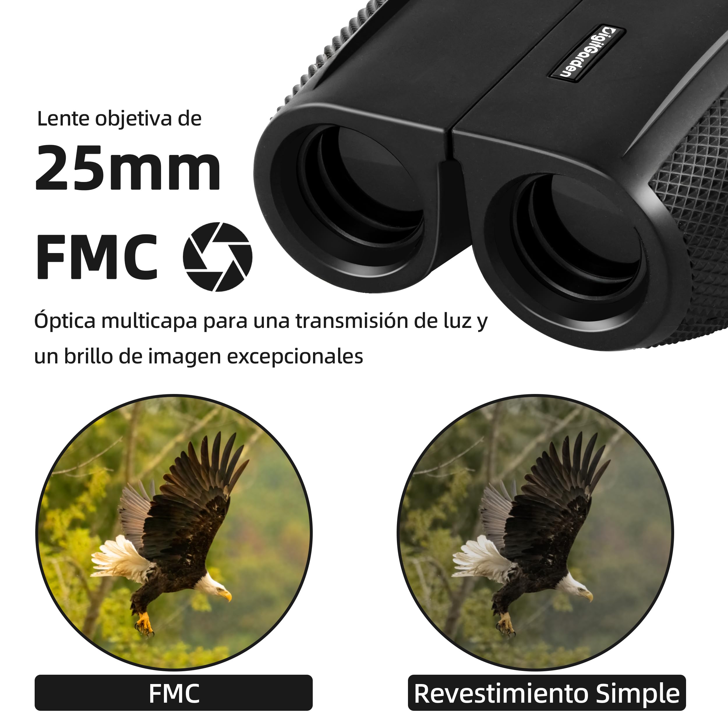 Prismáticos para Adultos y niños, 12x25 Compactos Prismáticos para Adultos con Gran Aumento, con Prisma BAK4 y Lentes FMC, para observación de Aves, conciertos, Viajes, Senderismo, al Aire Libre