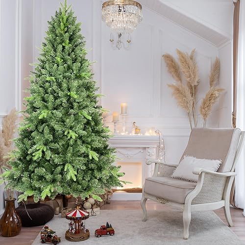 Miniatura 9 de Árbol de Navidad artificial sin luz de 6 pies, árbol de Navidad de abeto verde festivo con 1296 puntas de rama, árbol de Navidad realista de abeto