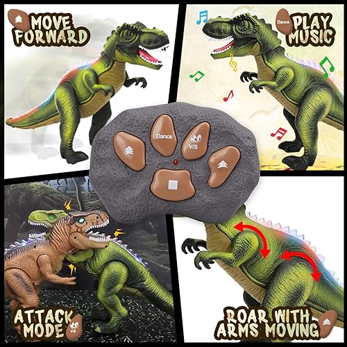 Miniatura 10 de STEAM Life Dinosaurios con control remoto para niños de 3 a 12 años, dinosaurios con luz LED, juguete robot velociraptor