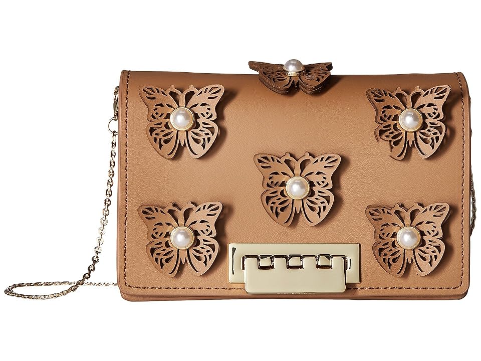 

ZAC Zac Posen Earthette Accordion Crossbody - Butterfly Applique (Nude) Cross Body Handbags, Beige