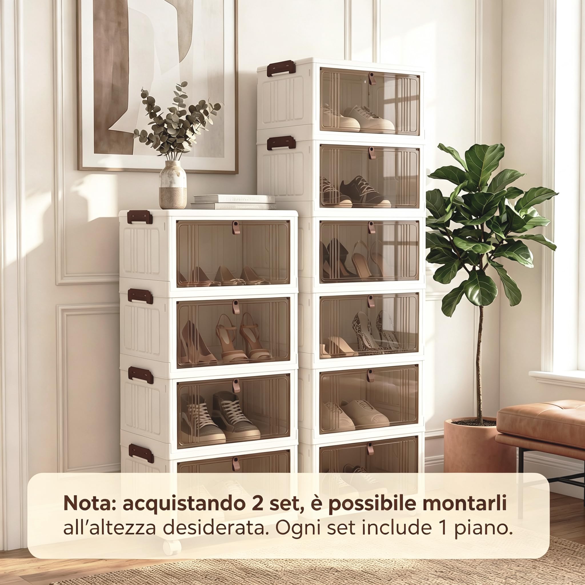 RELAX4LIFE Scatole Plastica con Coperchio e Ruote 23L*4 Pieghevoli