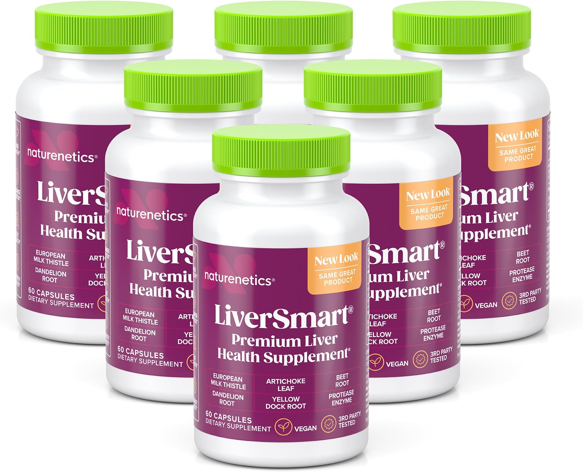 Milk Thistle Liver Cleanse & Support Supplement, 60 Capsules - 80% Silymarin Extract with Artichoke & Dandelion, Supports Liver Enzymes, Energy, & Digestion - Vegan, Gluten-Free, 6 Pack