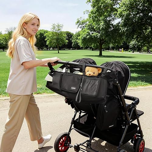 Miniatura 6 de Organizador de cochecito doble para Bob Duallie con 2 portavasos aislados, accesorios de cochecito doble para Baby Jogger City Mini Gt2 con bolsa