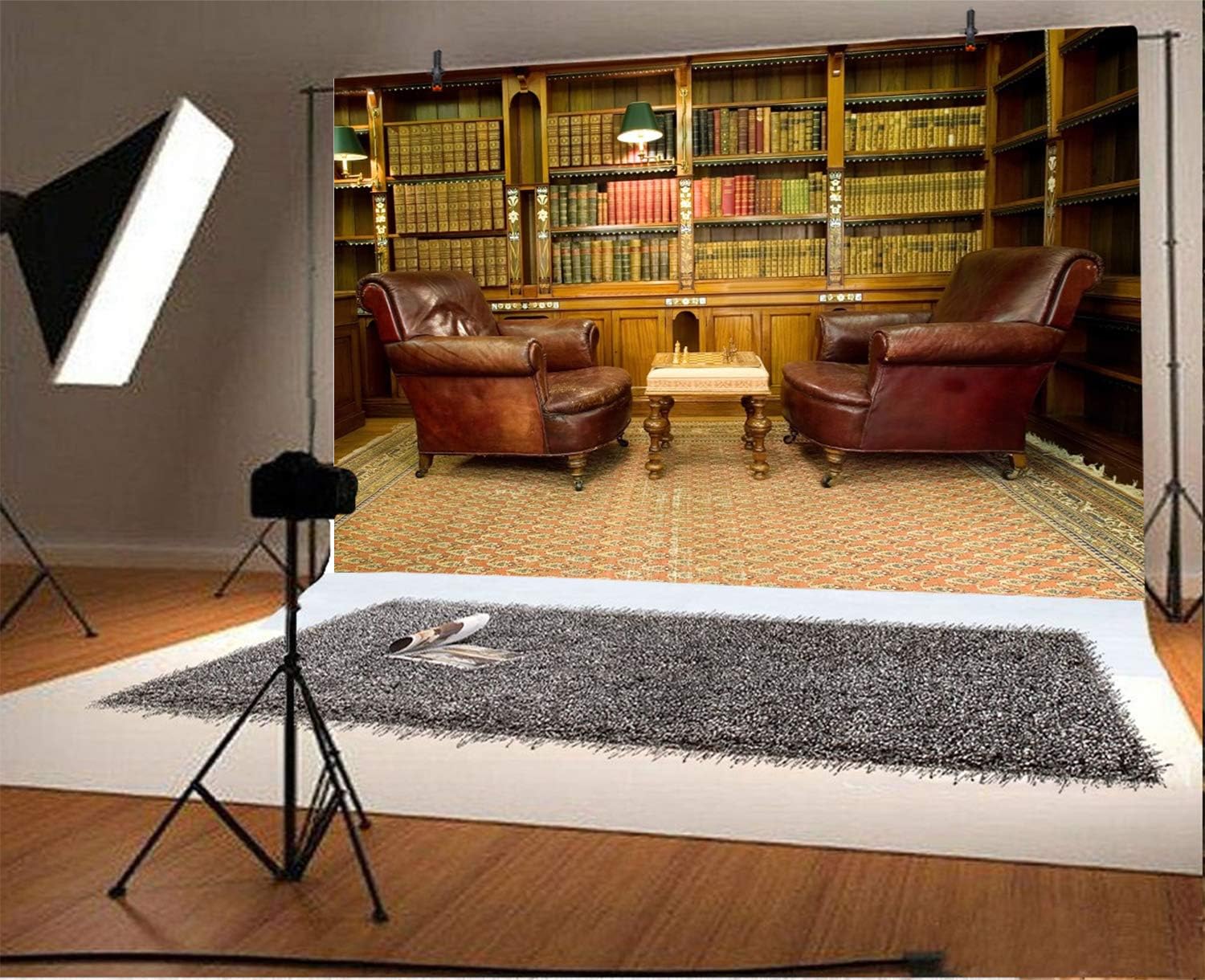 Top Rated AOFOTO 8x6ft Vintage Luxury Study Bookshelf Backdrop Photography Home Office Two Sofa Business Conversation Room Bookcase Retro Books Shelves Bookrack Background for Videos YouTube Photos Prop Vinyl