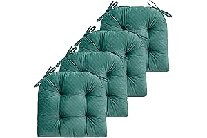 FABRICASTLE Velvet Chair Cushion Pads Non-skid Comfortable 17' x 16' Set of...