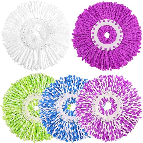 NICEMOVIC Paquete de 5 cabezales de repuesto de trapeador giratorio para sistema de trapeador giratorio de 360, cabezal de trapeador de tamaño