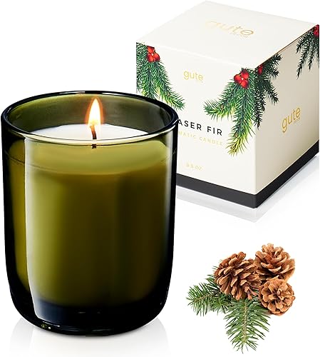 Vela de soja perfumada de abeto festiva de 6.5 onzas, fragancia festiva para el hogar de vacaciones e invierno, velas aromáticas de bálsamo de aguja