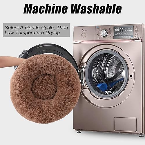 Miniatura 2 de Cama pequeña para perros, camas para gatos de interior, cama calmante antiansiedad en forma de dona para cachorros y gatitos, cama redonda lavable y