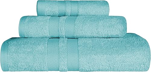 Juego de 6 toallas superior, 500 GSM, algodón de primer nivel FG, absorbente y muy suave, con borde de panal doble, color verde bosque, Algodón,