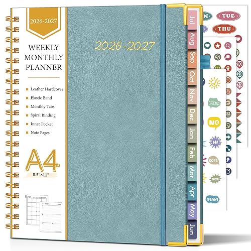 Academic Planner 2026-2027, Hardcover Leather Weekly and Monthly Calendar Planner