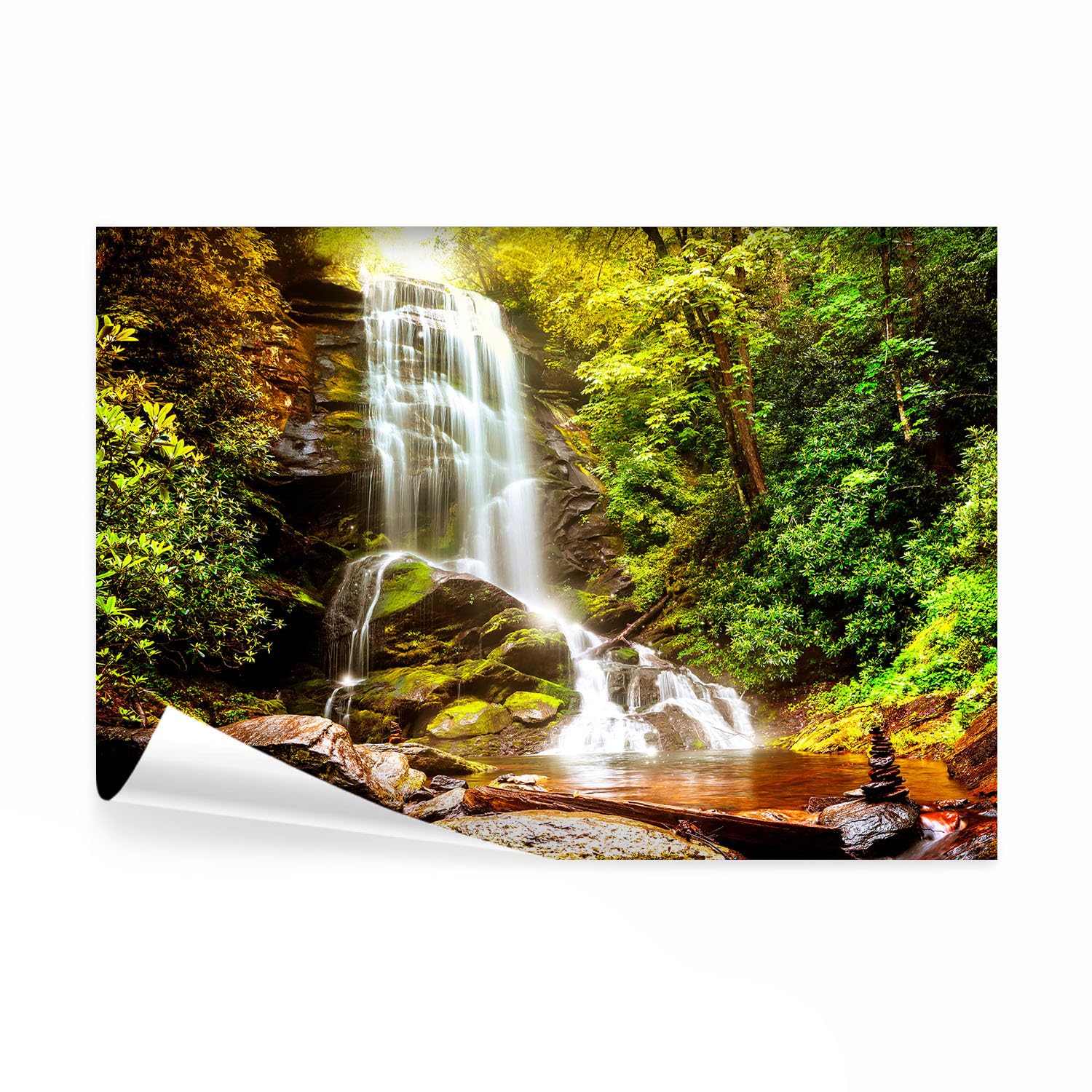 decomonkey Fototapete Wald Wasserfall, 450x315 cm, XL, Natur Landschaft | Vlies, Schlafzimmer, Wohnzimmer, Tapete, Fototapeten, Tapeten, Vliestapete, Wandtapete, moderne, Wandbild, Wand