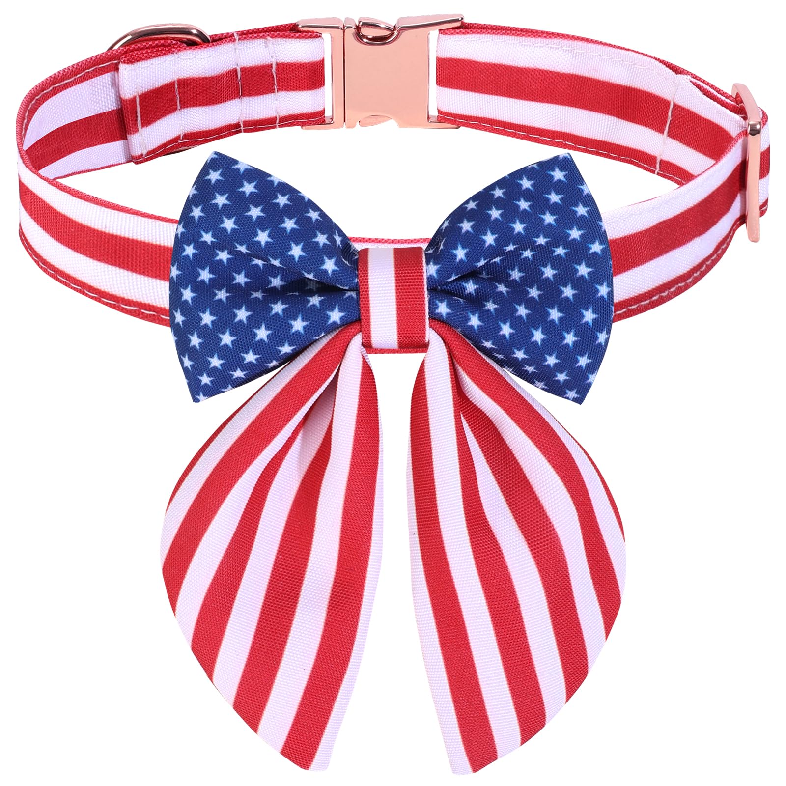 Collier pour chien du 4 juillet réglable avec nœud papillon et boucle en métal pour petit chien