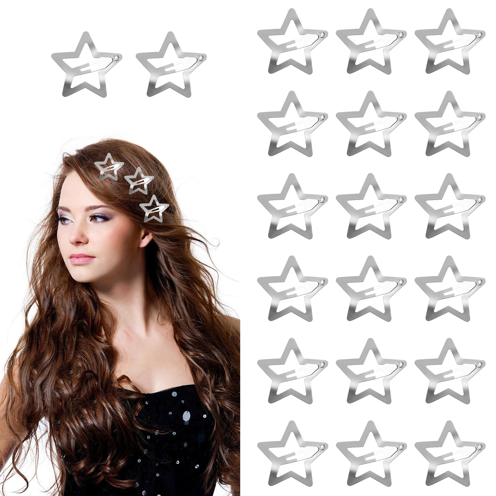 32 Pinces à Cheveux étoiles Pailletées - Métal Doré, 8 Couleurs - Pour Enfants, Filles, Femmes - Fêtes Et Quotidien